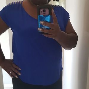 Royal Blue Open-shoulder Blouse